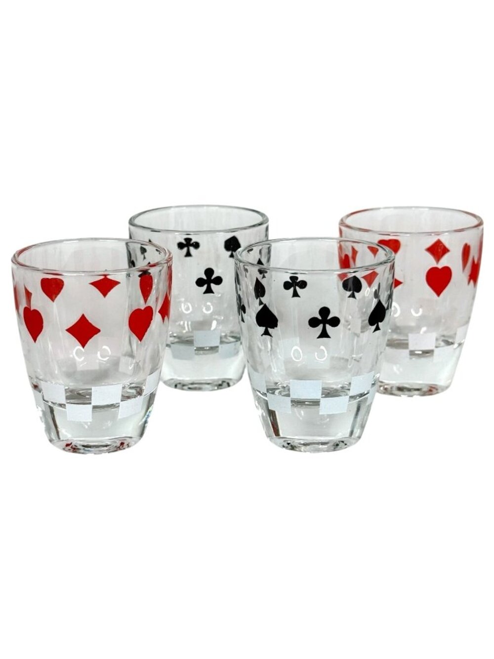 4 Card Poker Theme Shot Glasses Poker Red Heart Diamond Black Club Spade France